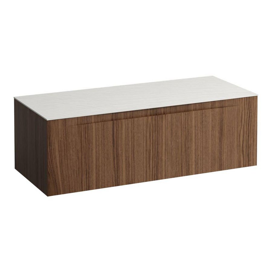 Wastafelonderkast ARUN 1200mm 1x la zonder uitsparingen Ardesia Bianca top Noce canaletto