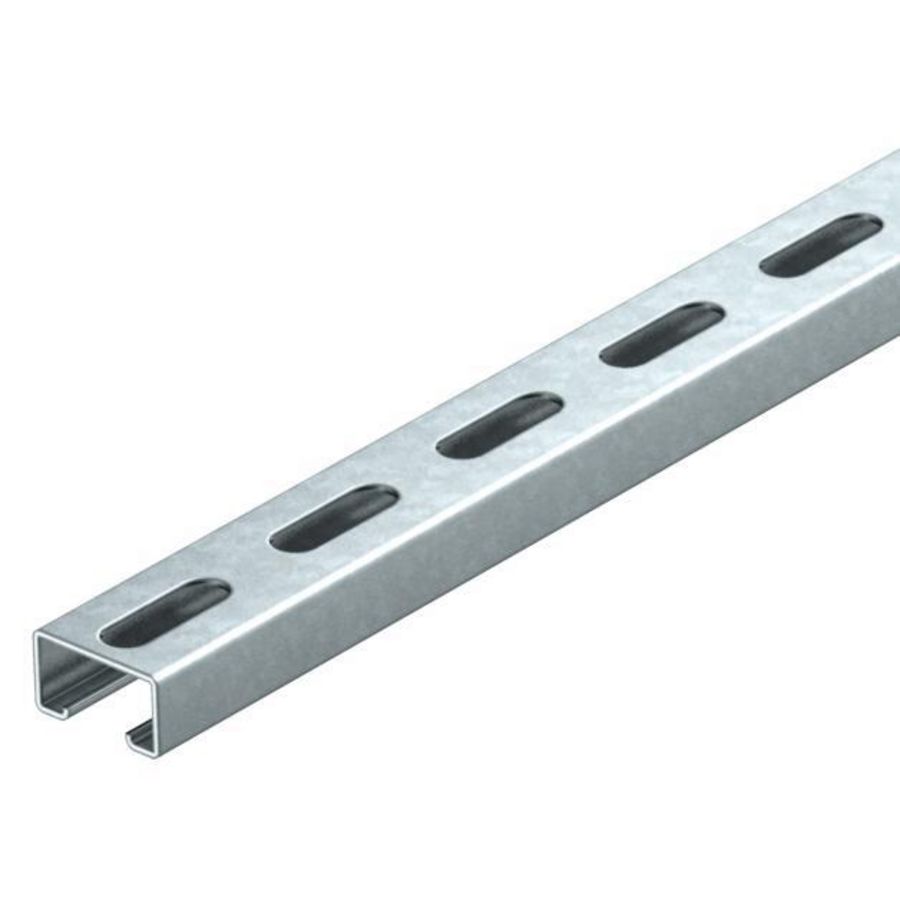 Lengte a 2m. profielrail geperforeerd sleufbreedte 18mm 40x225mm staal