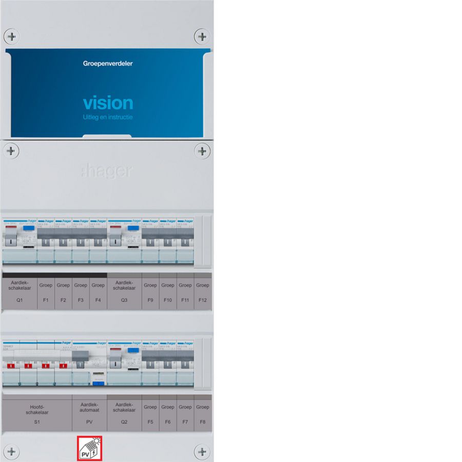 10-groepenverdeler, HS, 3x ALS 63A +PV HACO 16A/300mA, 1/3f