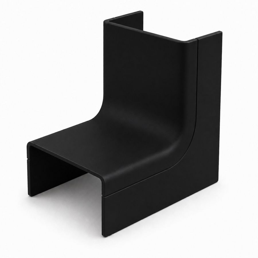 Doos a 2st. Systeem25 binnenbocht met bodemstuk 25x13mm zwart