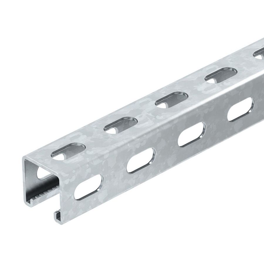 Lengte a 1m. profielrail zijperforatie sleuf 22mm 41x41mm staal bandverzinkt