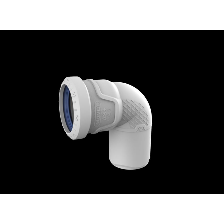 Bocht PP AS+ geluidsarm 87° lichtgrijs 50mm mof x spie