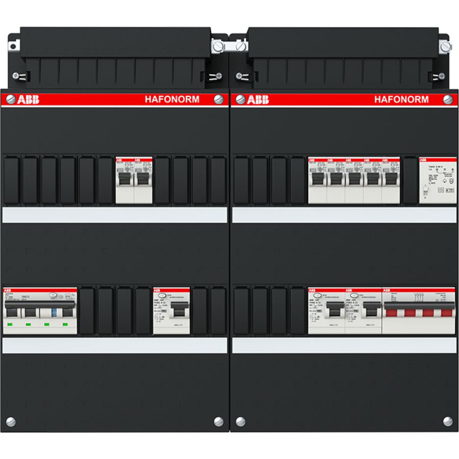 Groepenkast 7x achter 3x 30mA = HS + C + T 3-fasen