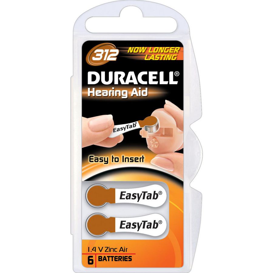 Blister a 6st. batterij DA312 Duracel VVE=10