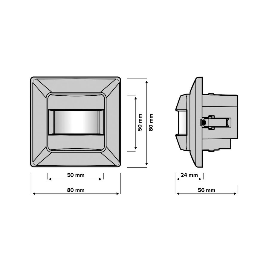 Muur bewegingsmelder LED 5-100W 180gr. 2-draads 50x50/55x55
