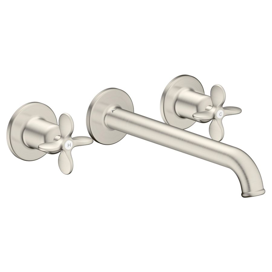 AXOR Archivio 3-gats afbouwdeel wandkraan met uitloop 220mm en kruisgrepen RVS-look