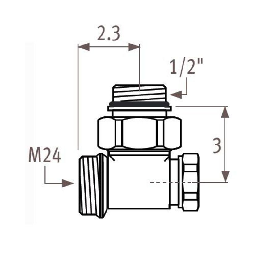 Retourventiel M24 90gr. 2-pijpssysteem