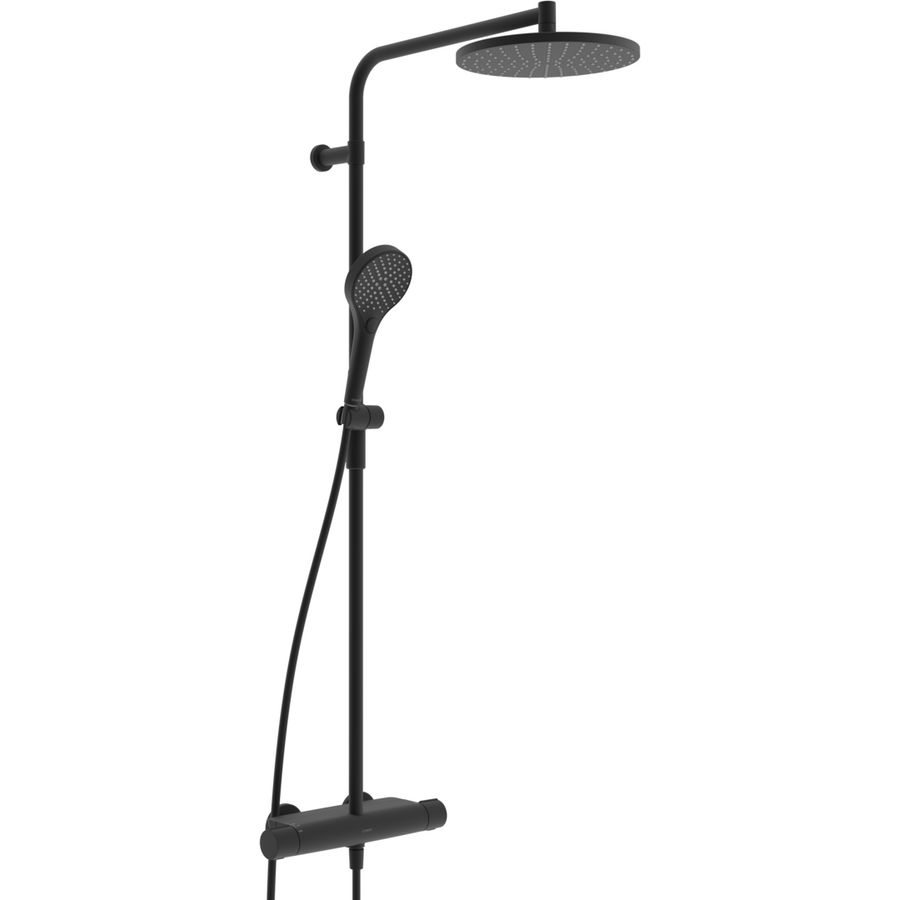 Regendouche kraan, Thermostatisch, Brass/Plastic, Mat zwart