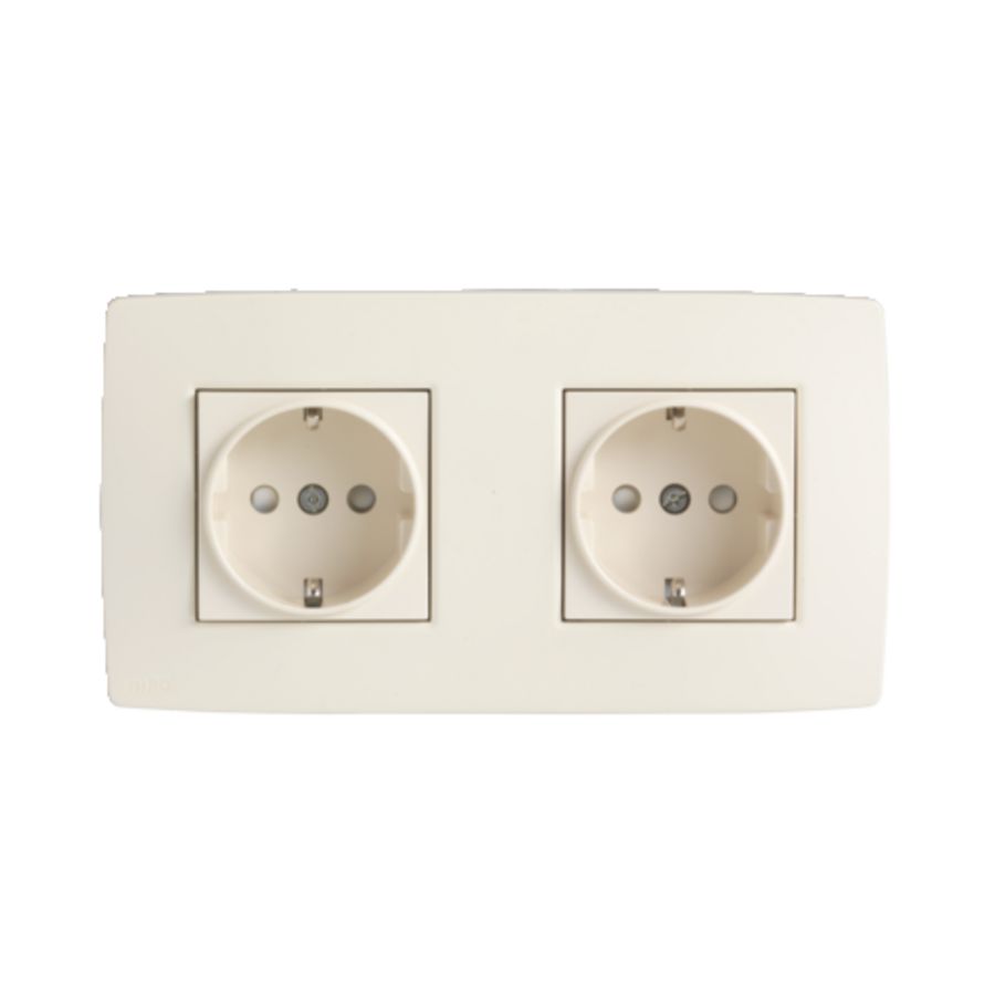 2voudig HOR stopcontact randaarde voll.apparaat cream VVE=5