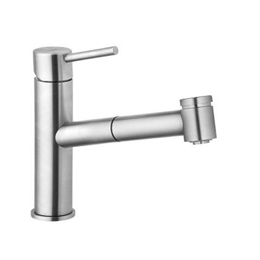 Steel keukenmengkraan met vaatd. edelst