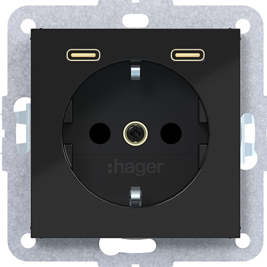 SCHUKO-wandcontactdoos met randaarde 2 x USB C (PD) A.x/C.x