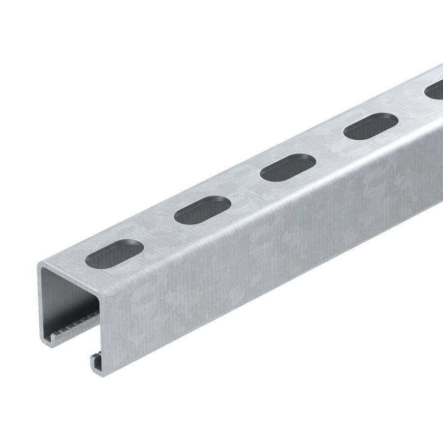 Lengte a 1m. profielrail geperforeerd sleufbreedte 22mm 41x41mm thermisch verzinkt
