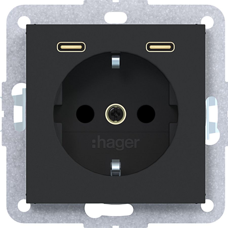 SCHUKO-wandcontactdoos met randaarde 2 x USB C (PD) A.x/C.x