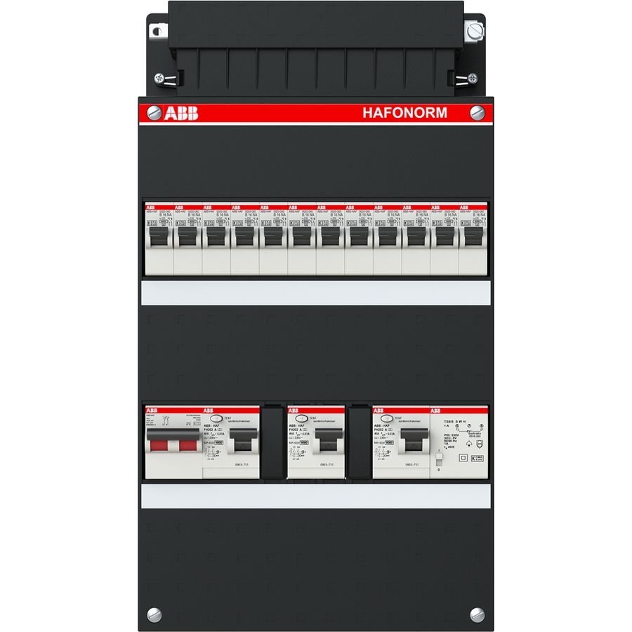 Installatiekast 12x achter 3x30mA + T + HS 1-f