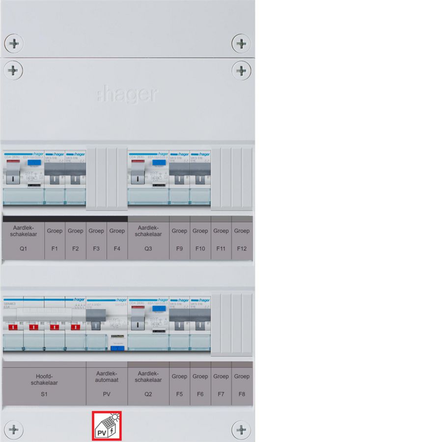 6-groepenverdeler, HS, 3x ALS 63A +PV HACO 16A/300mA , 1/3f