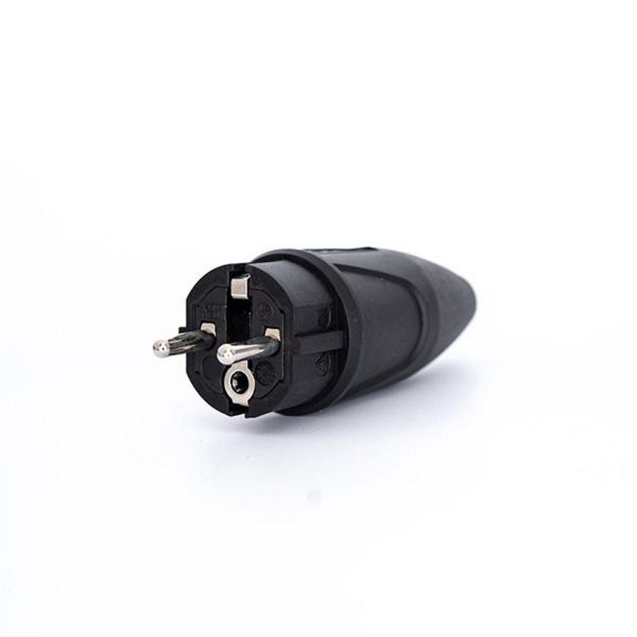 Geaarde stekker power Solidstekker 16A rubber IP44 zwart