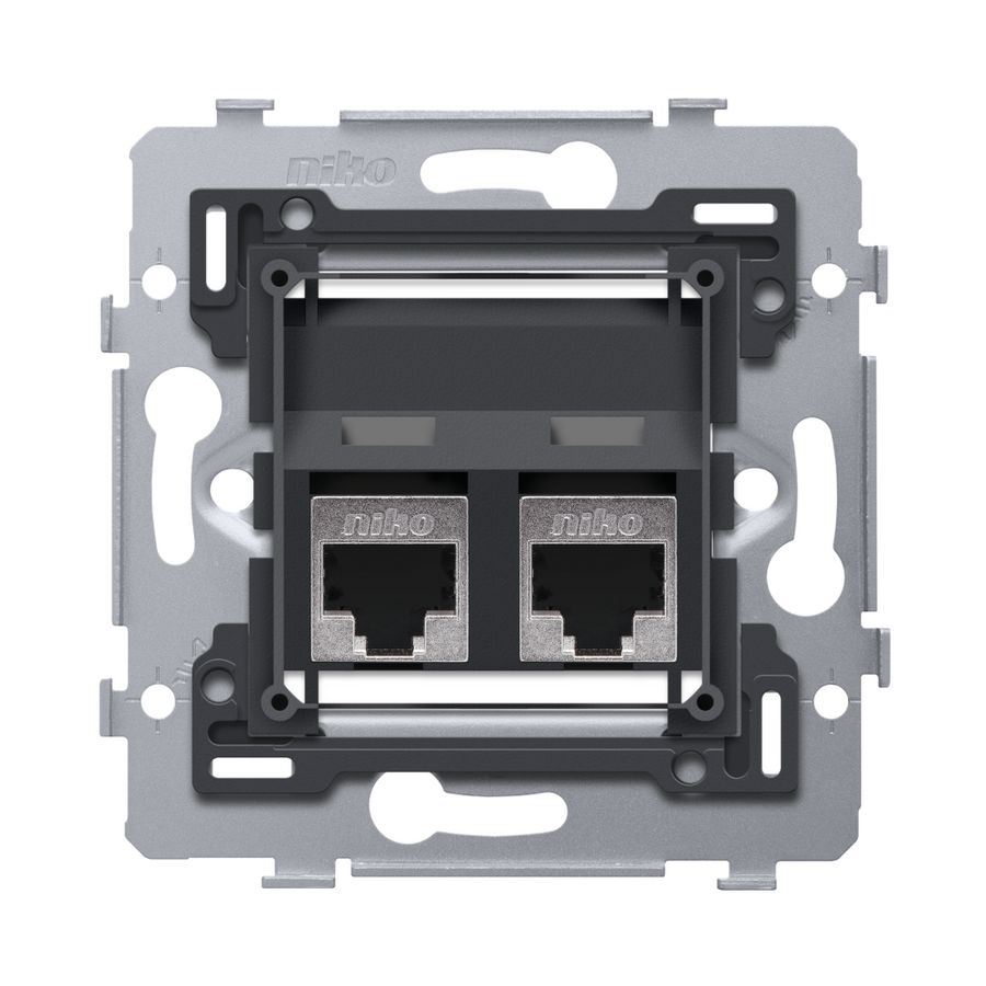 Mechanisme 2 RJ45-aansl. STP Cat. 6A PoE++ schuine uitv