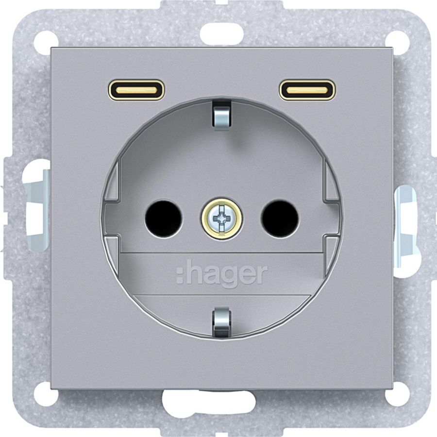 SCHUKO-wandcontactdoos met randaarde 2 x USB C (PD) A.x/C.x