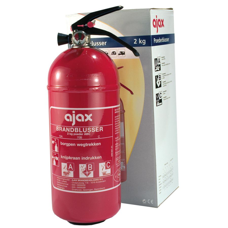 Poederblusser KP2 2kg. ABC-bluspoeder permanente druk