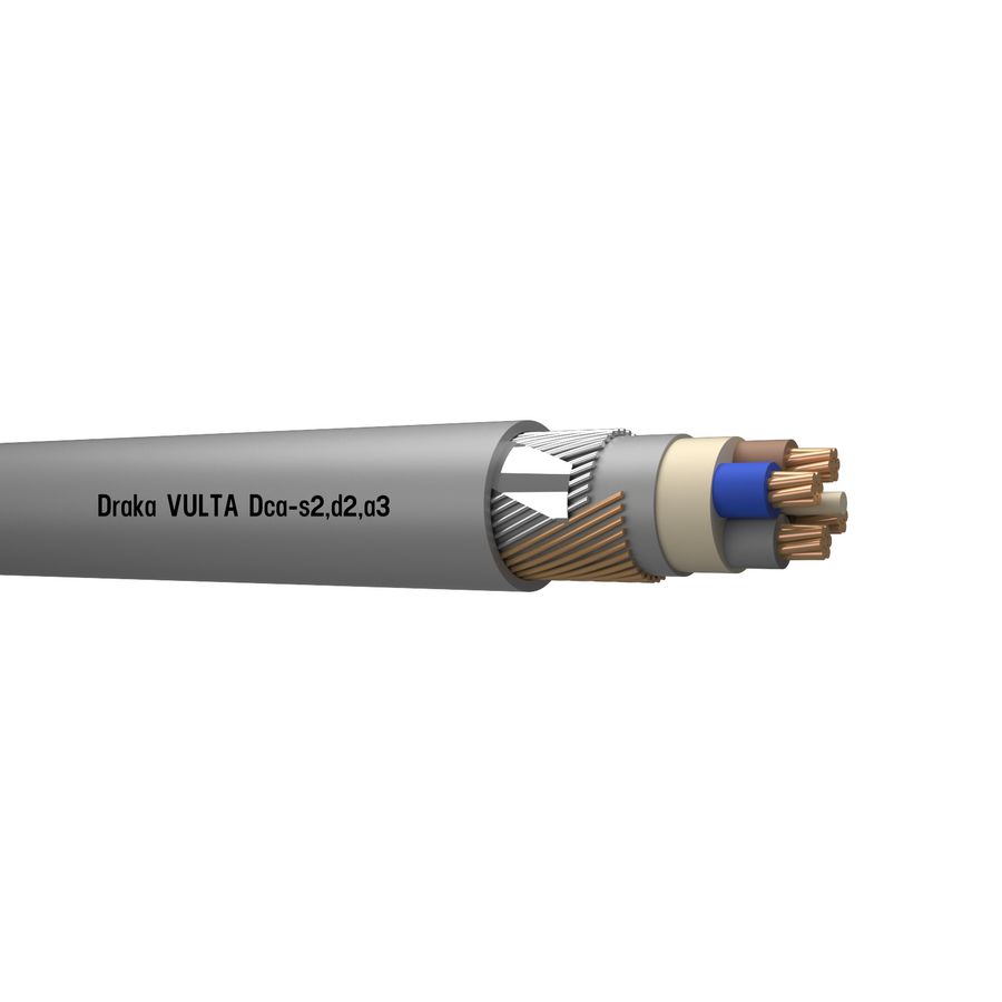 Haspel a 500m. installatiekabel VG-YMvKAS VULTA Dca 0,6/1kV gy# 4x10/10mm² s (blauw - bruin - zwart - grijs)