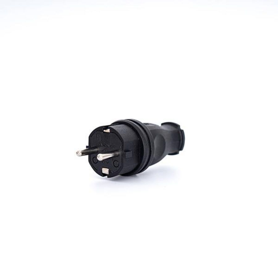 Geaarde stekker power Solidstekker 16A rubber IP44 zwart