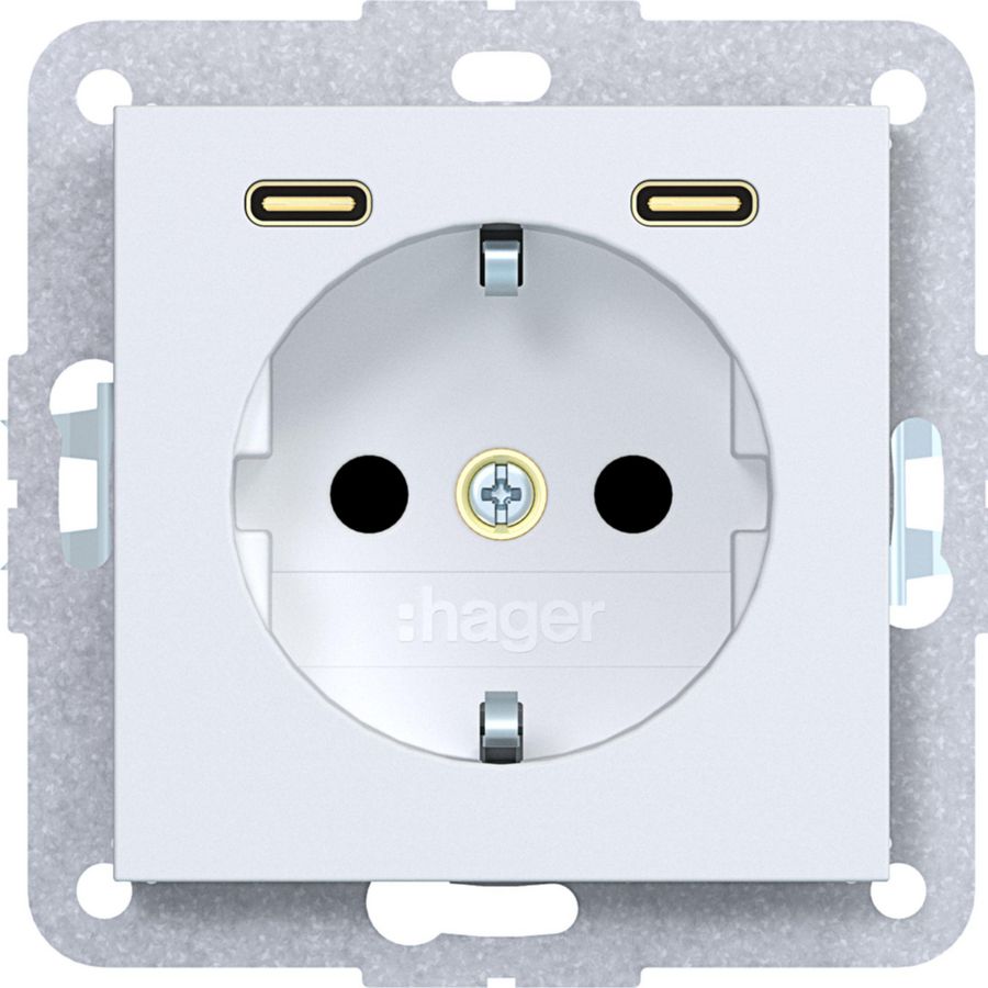SCHUKO-wandcontactdoos met randaarde 2 x USB C (PD) A.x/C.x