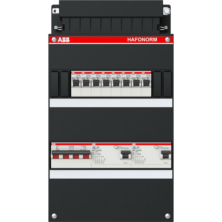 Groepenkast 8 groepen achter 2x 30mA + HS 3-fase 1SPF006909F0252