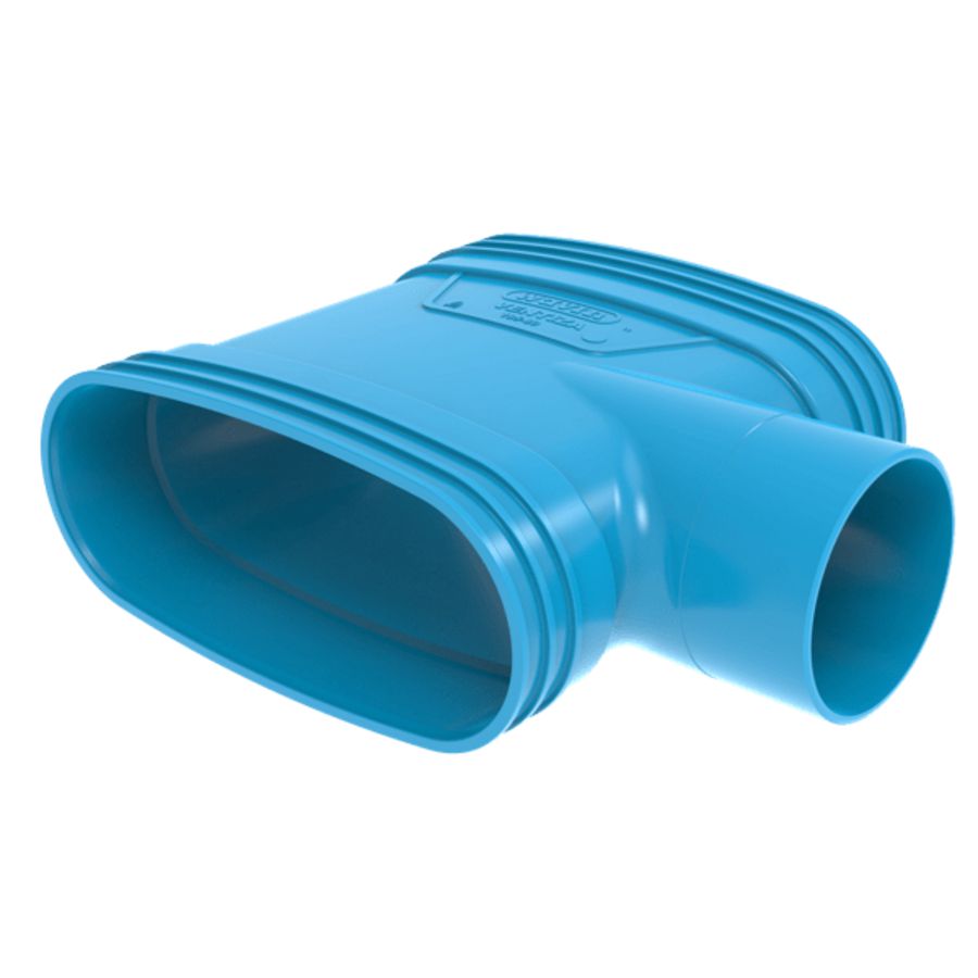 T-stuk lijm 90° PVC luchtverdeelsysteem VENTIZA blauw 195x80 x Ø80mm x (195x80mm) mof/spie/mof