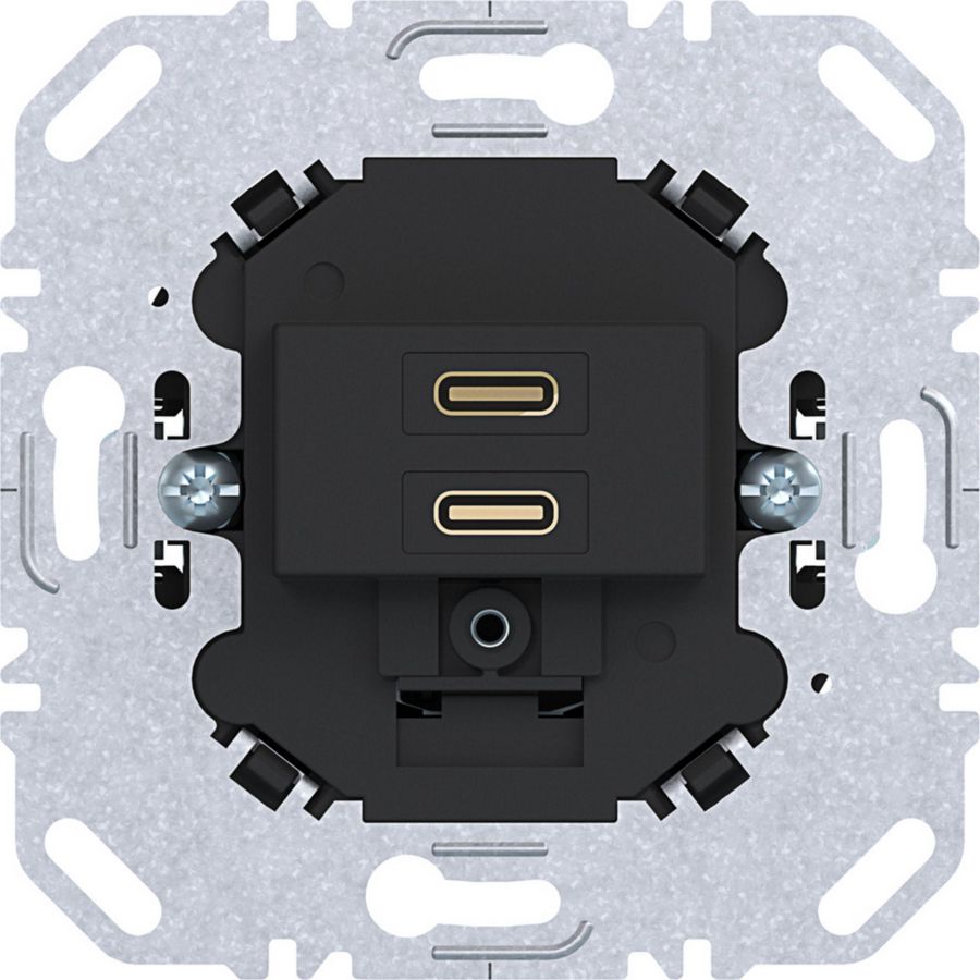 USB laadcontactdoos 2 x USB C (20W) nachtzwart mat
