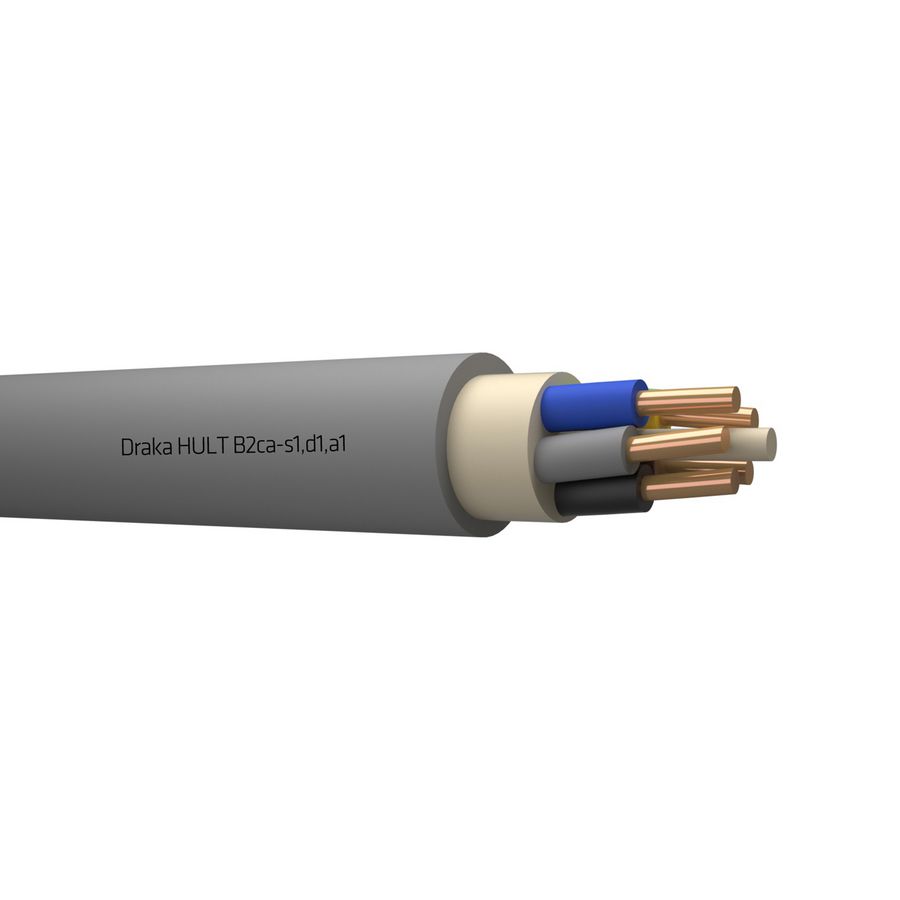 Haspel a 500m. HULT YMz1K B2ca 0,6/1kV gy# 5G2,5mm² (geel/groen-blauw-bruin-zwart-grijs)