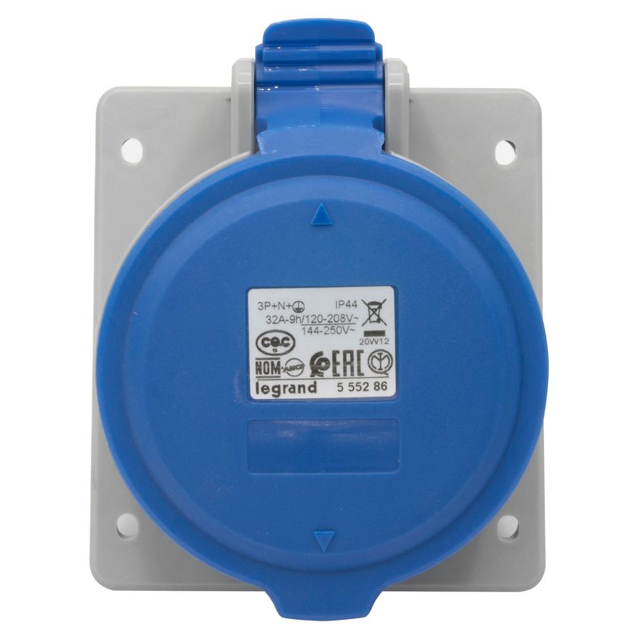 Inbouw Wandcontactdoos 230V 32A 5P IP44 kunstst. blauw P17