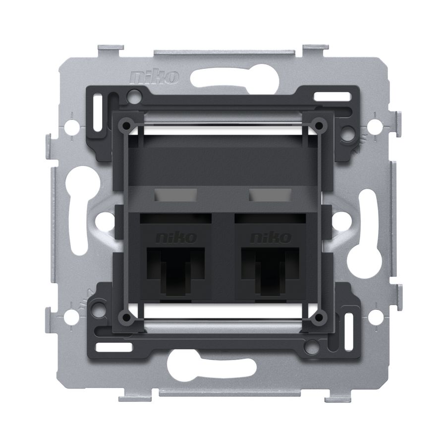 Mechanisme 2 RJ45-aansl.en UTP Cat. 6 PoE++ schuine uitv.