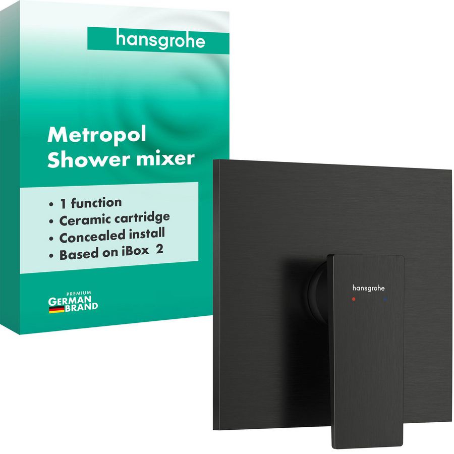 Metropol 1-hendel afbouwdeel inbouwdouchemengkraan voor 1 functie Brushed Black Chrome