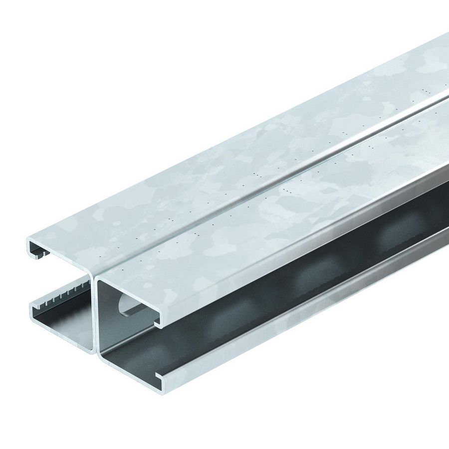Lengte a 6m. profielrail geperforeerd sleufbreedte 22mm 41x82mm thermisch verzinkt