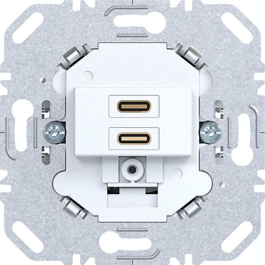 USB laadcontactdoos 2 x USB C (20W) lichtwit mat