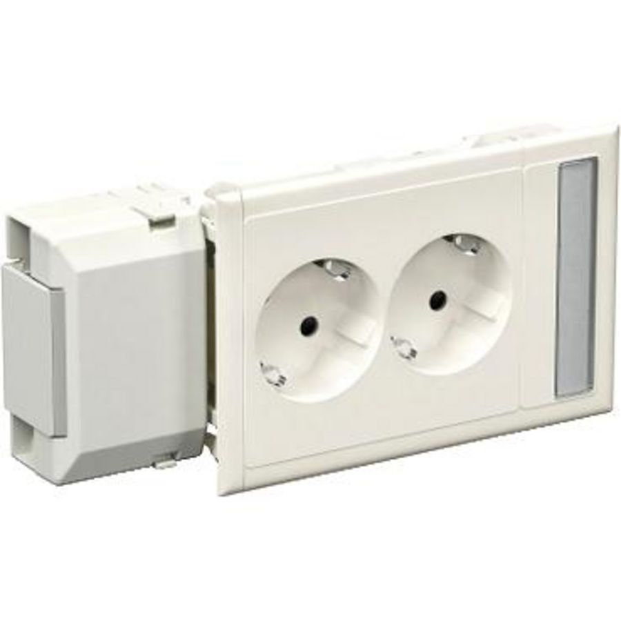 CYB-PS contactdoos 2-voudig RA Tekstlabel L=110mm RAL9010
