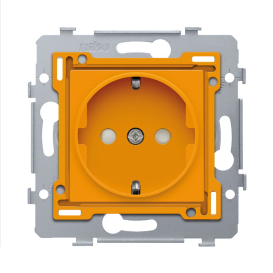 Stopcontact randaarde en besch.afsl. sokkel insteek orange