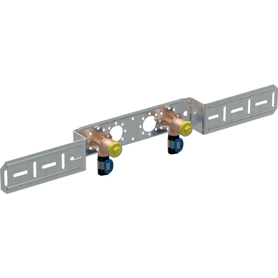 Muurplaat dubbel FLOWFIT pers 2x op beugel 20x1/2"bn.dr. hoh 153mm