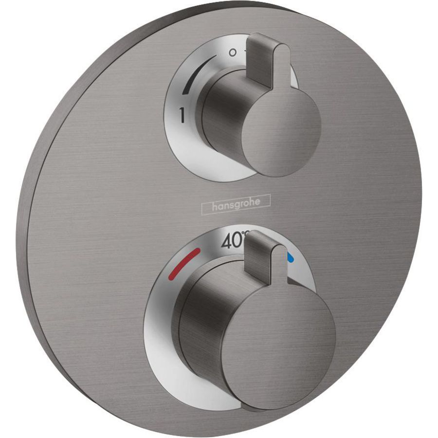 Afbouwdeel inbouwthermostaat Ecostat-S 2 functies brushed black chrome