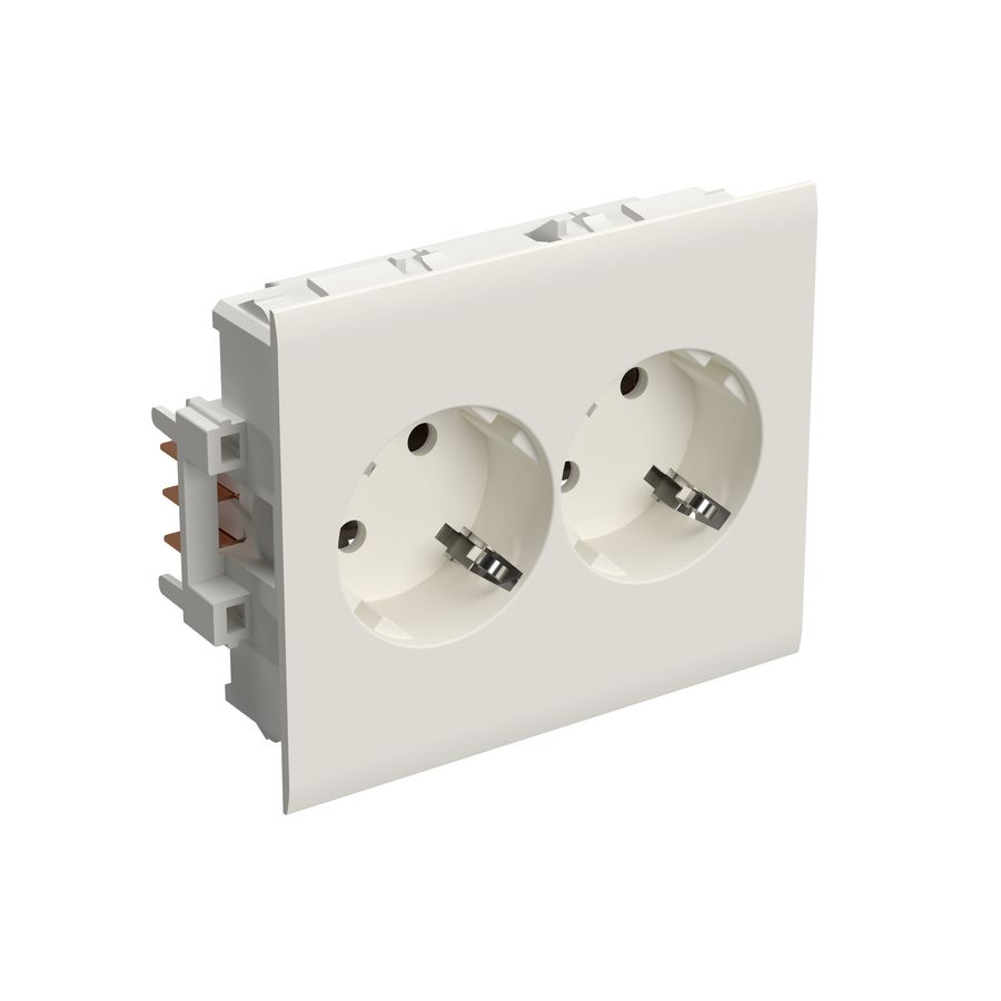 Wandcontactdoos 2-voudig uitbr.module SM RAL9010 VVE=10
