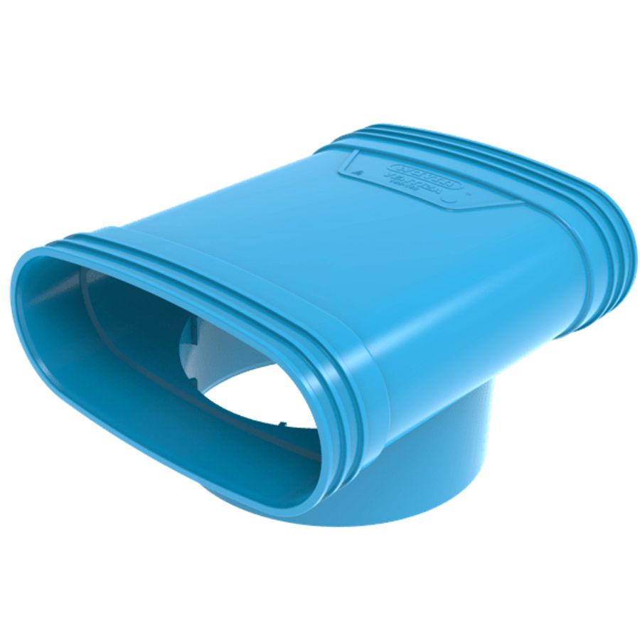 T-stuk lijm 90° PVC luchtverdeelsysteem VENTIZA blauw (195x80mm) x Ø160mm x (195x80mm) 3x mof