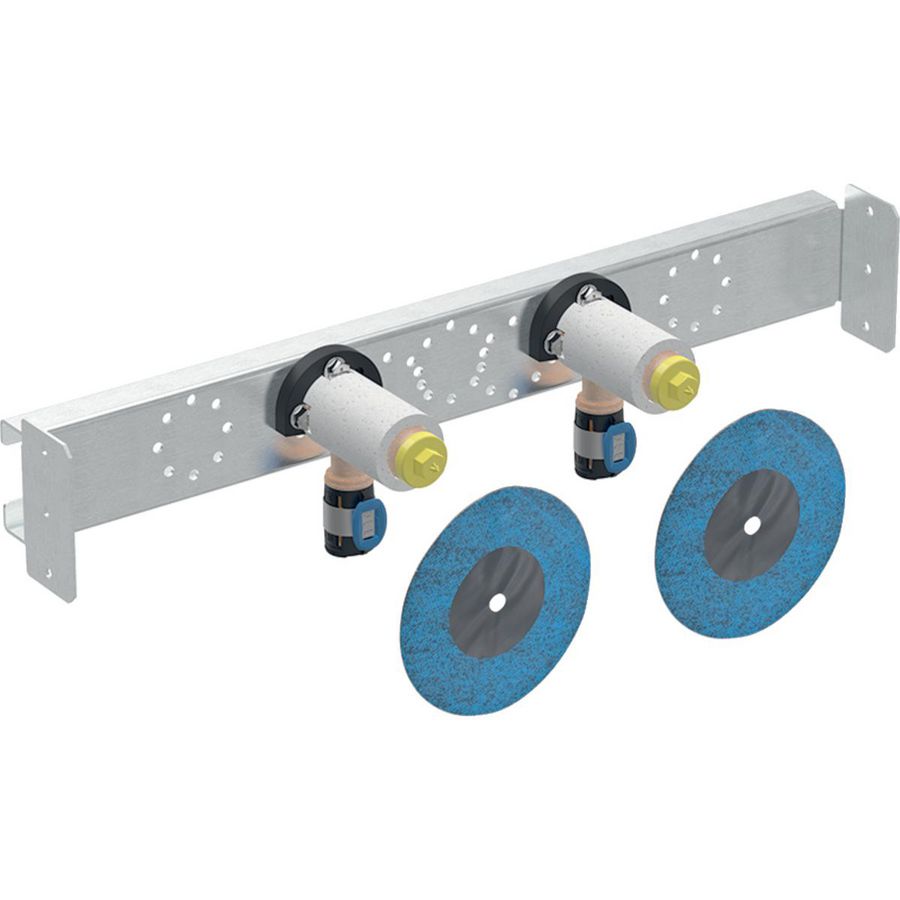 Muurplaat dubbel FLOWFIT pers 2x geluidisol beugel L=78mm 16x1/2"bn.dr. hoh 153mm