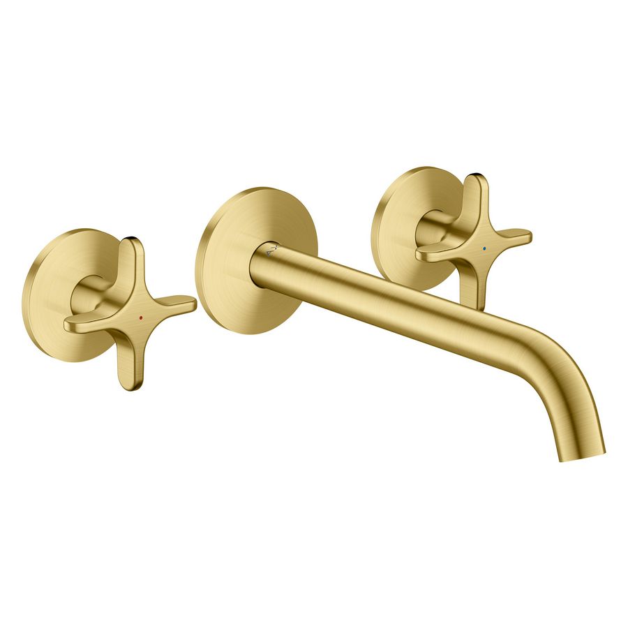 3-gats inbouw badkraan wandmontage + kruisgrepen AXOR One Brushed Brass
