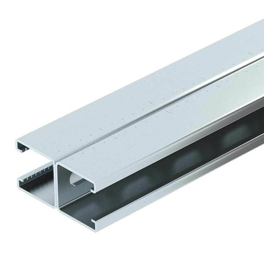 Lengte a 6m. profielrail geperforeerd sleufbreedte 22mm 41x82mm bandverzinkt