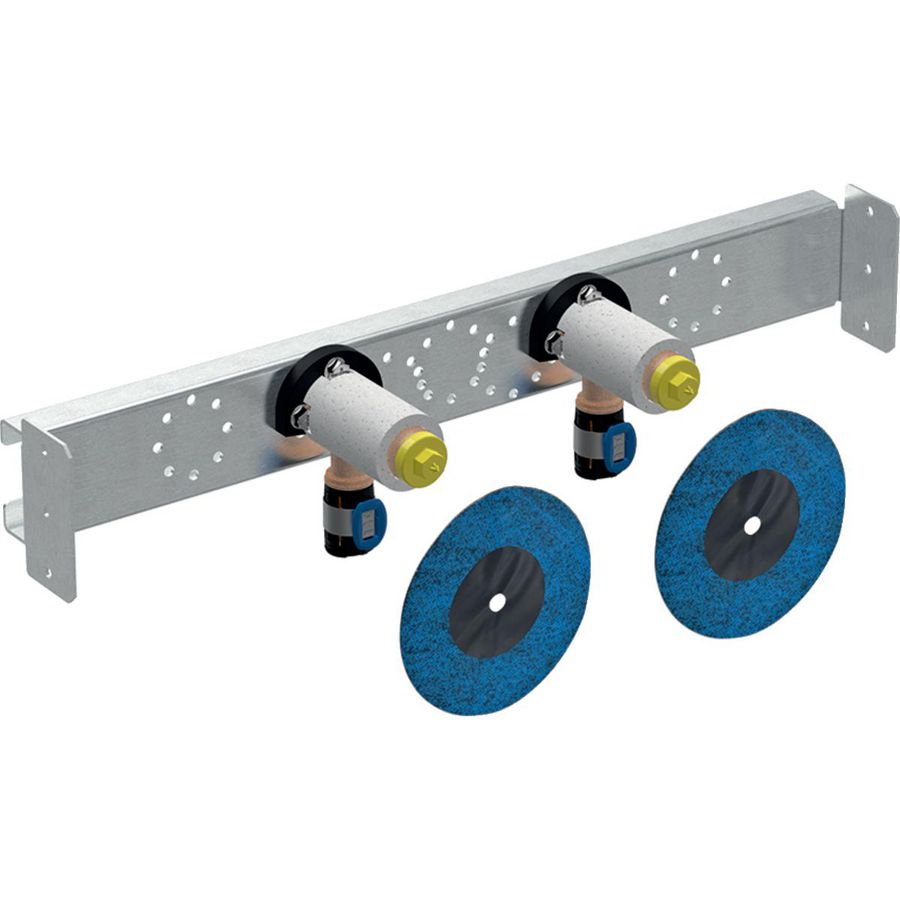 Muurplaat dubbel FLOWFIT pers 2x geluidisol beugel L=78mm 20x1/2"bn.dr. hoh 153mm