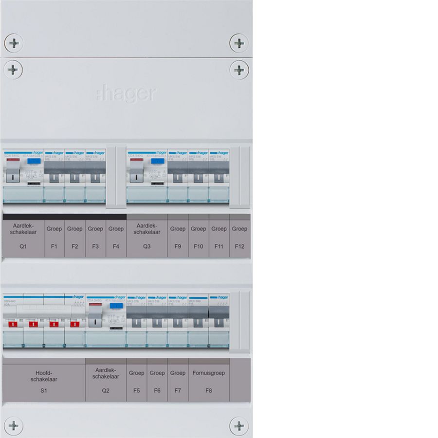 9-groepenverdeler, HS, 3x ALS 40A +kookgroep, 3f