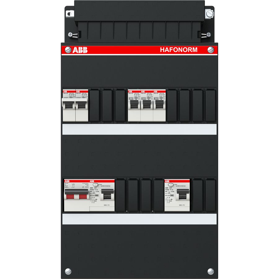 Groepenkast 3 groepen achter 2x30mA + F + HS 1-fase 1SPF006905F0272