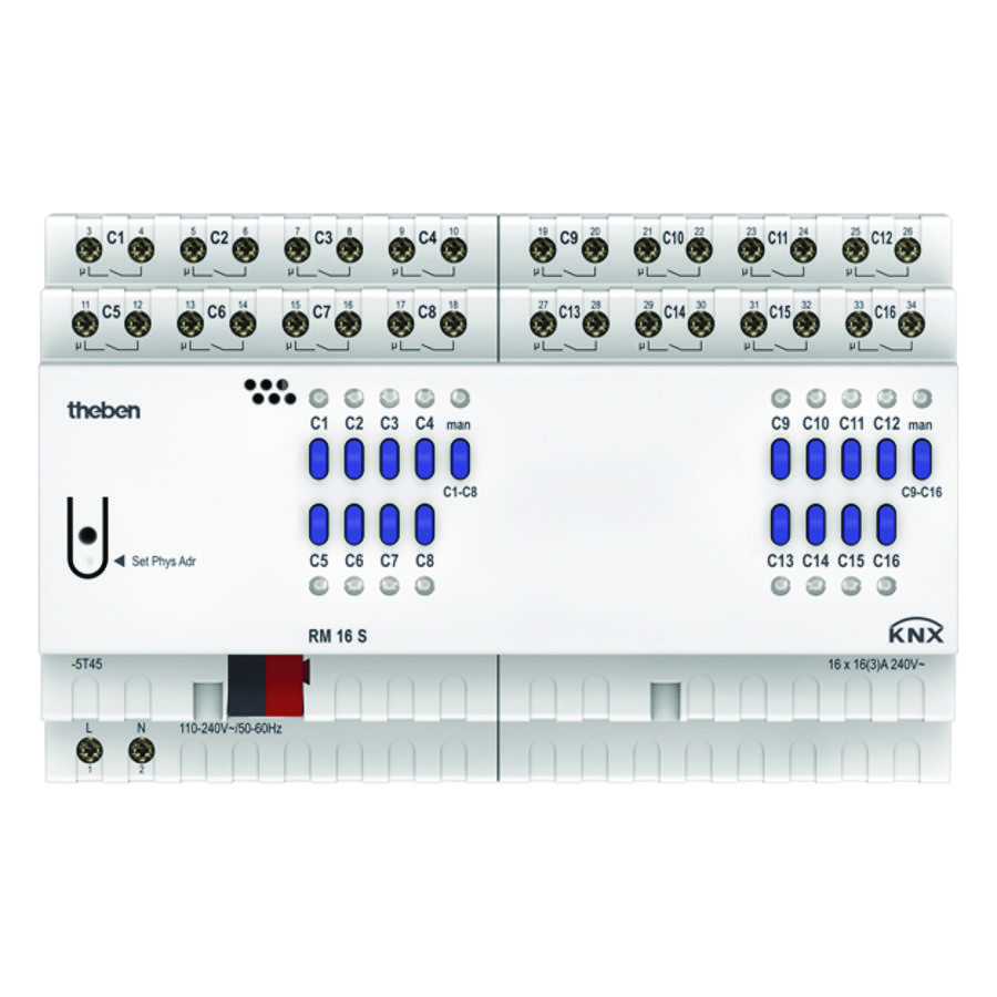 Schakelactor 16-voudig KNX