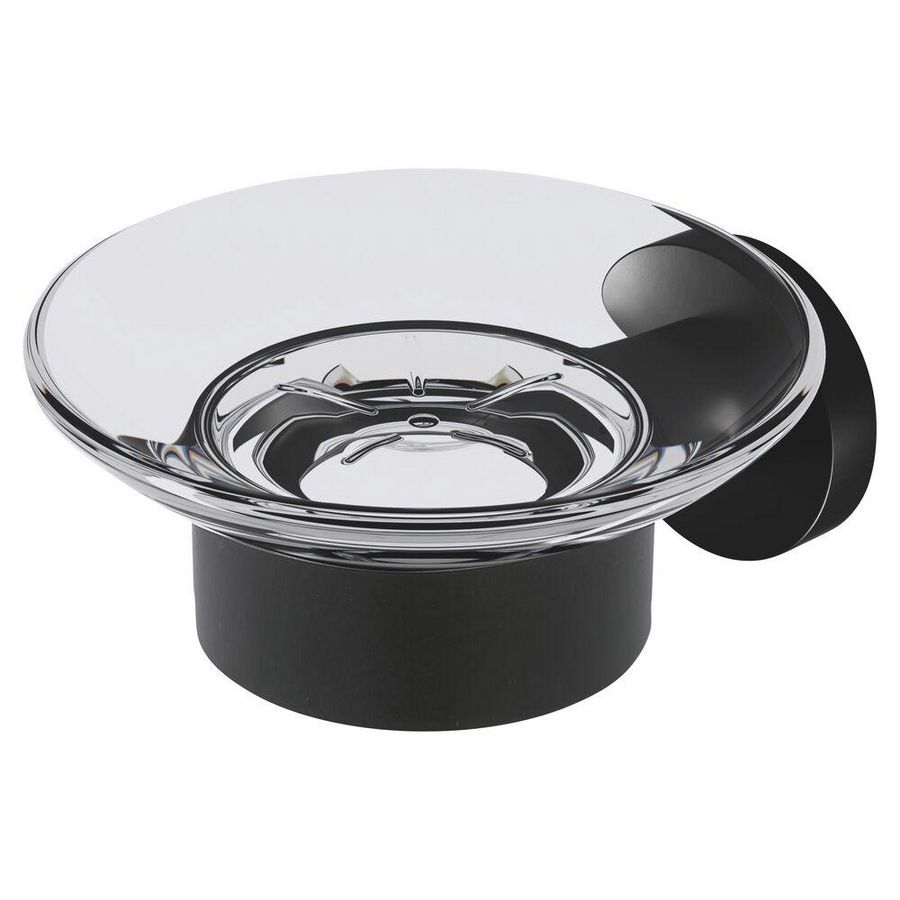 Zeephouder helder glas met wandhouder zwart NEMOX BLACK