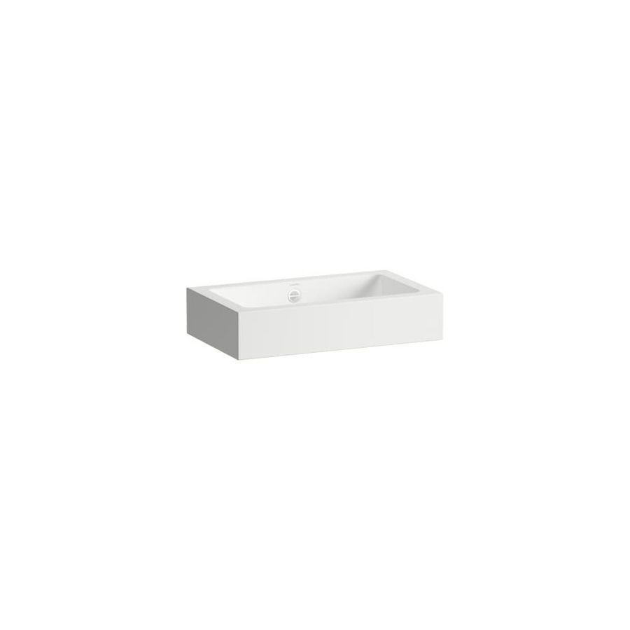 Wastafel vrijhangend 585x347mm geglazuurd staal zonder kraanplateau met overloop Laufen